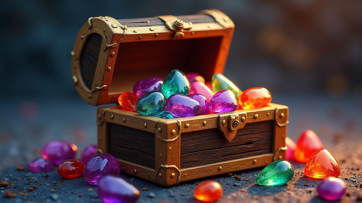 Un cofre del tesoro lleno de gemas preciosas