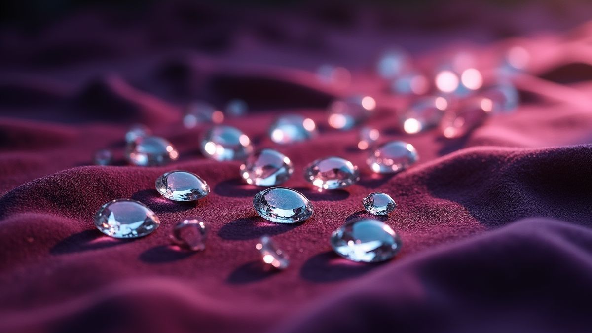Gemas brillantes sobre un paño de terciopelo