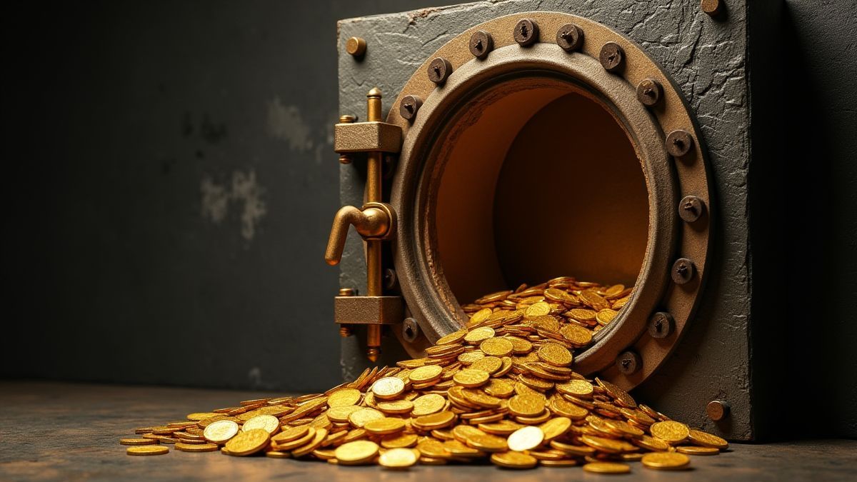 Vault filled with golden coins.