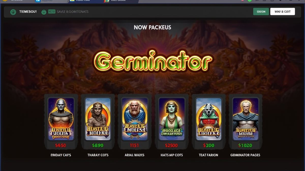 Interface de casino en ligne montrant la machine à sous Germinator.