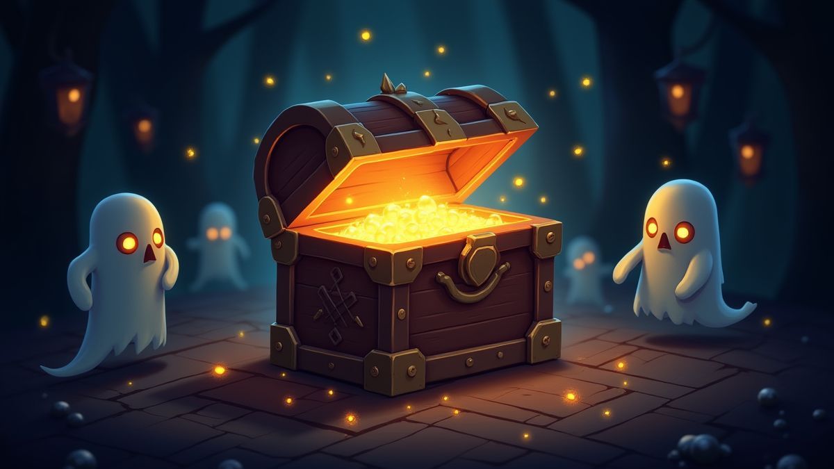 Un cofre del tesoro rodeado de glifos luminosos.