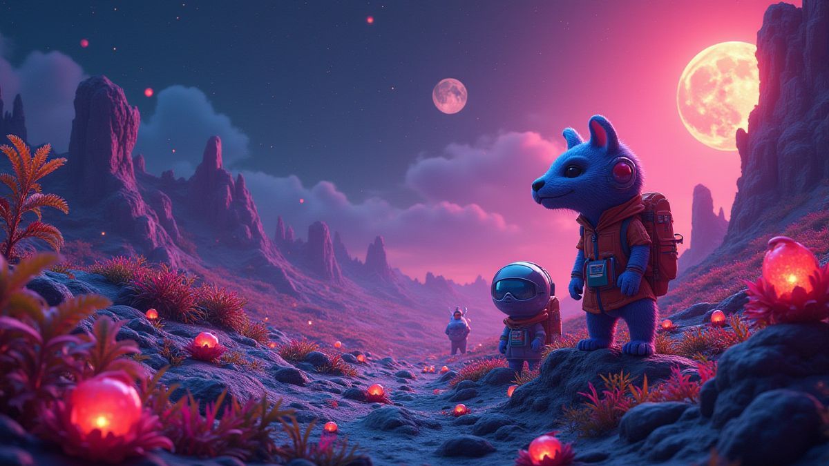 Planeta alienígena cheio de vida e animais espaciais