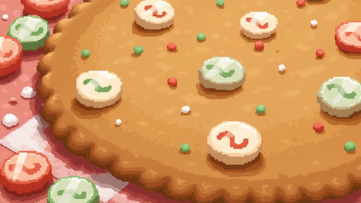 Galleta de jengibre decorada con caramelos.