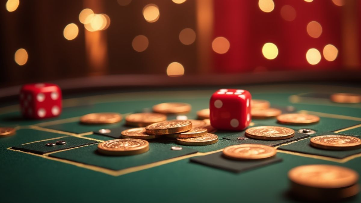 Plateau de stratégie avec des pièces et un cadre glamour en arrière-plan.