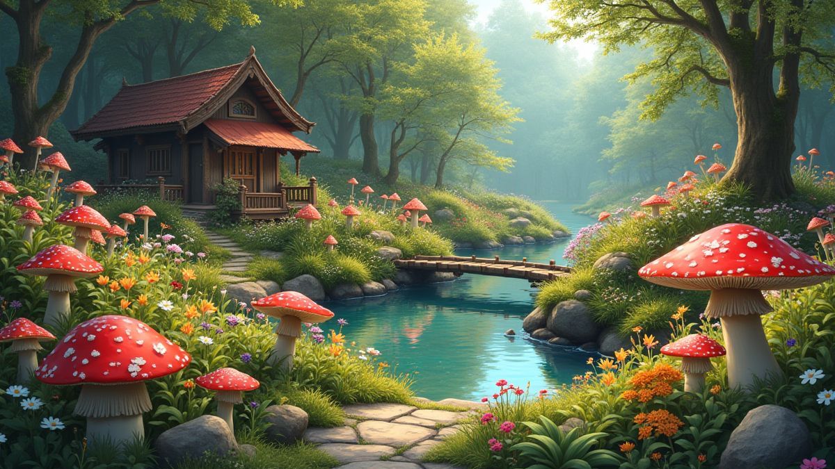 A serene and lively garden.