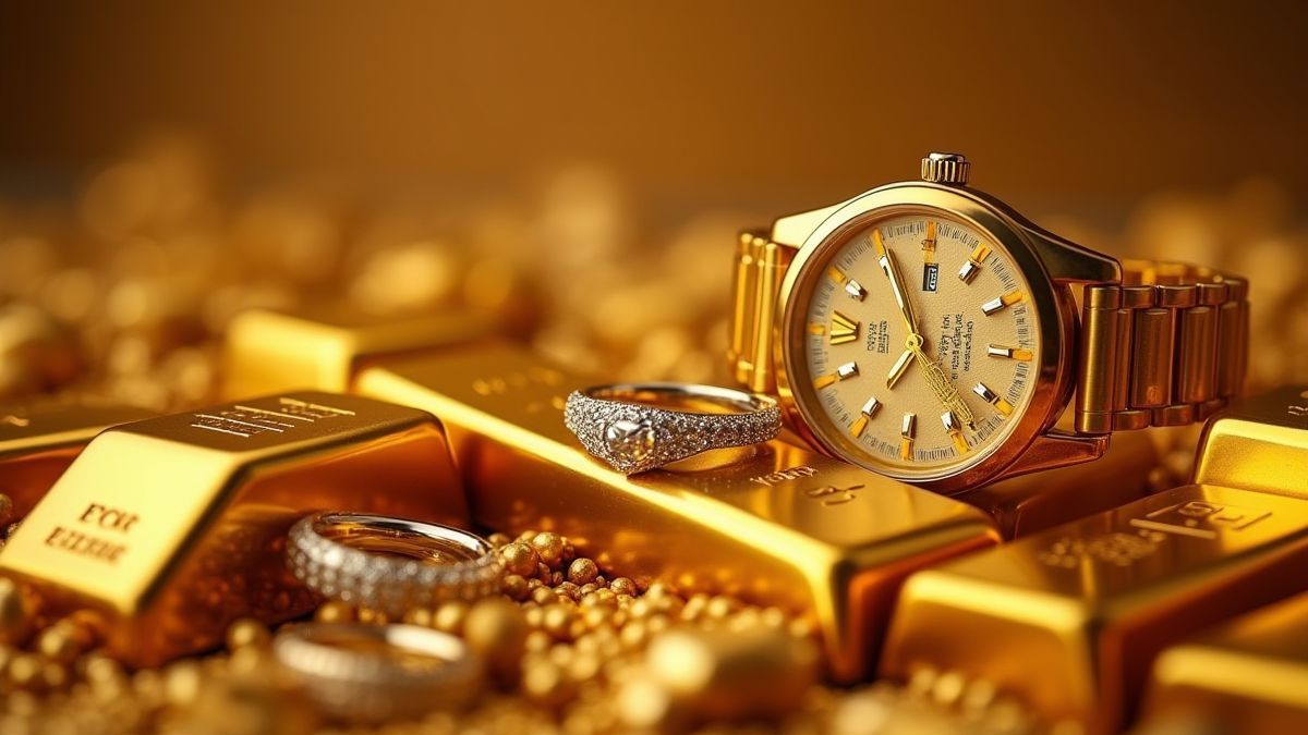 Luxueuze artikelen zoals goudstaven en gouden horloges.