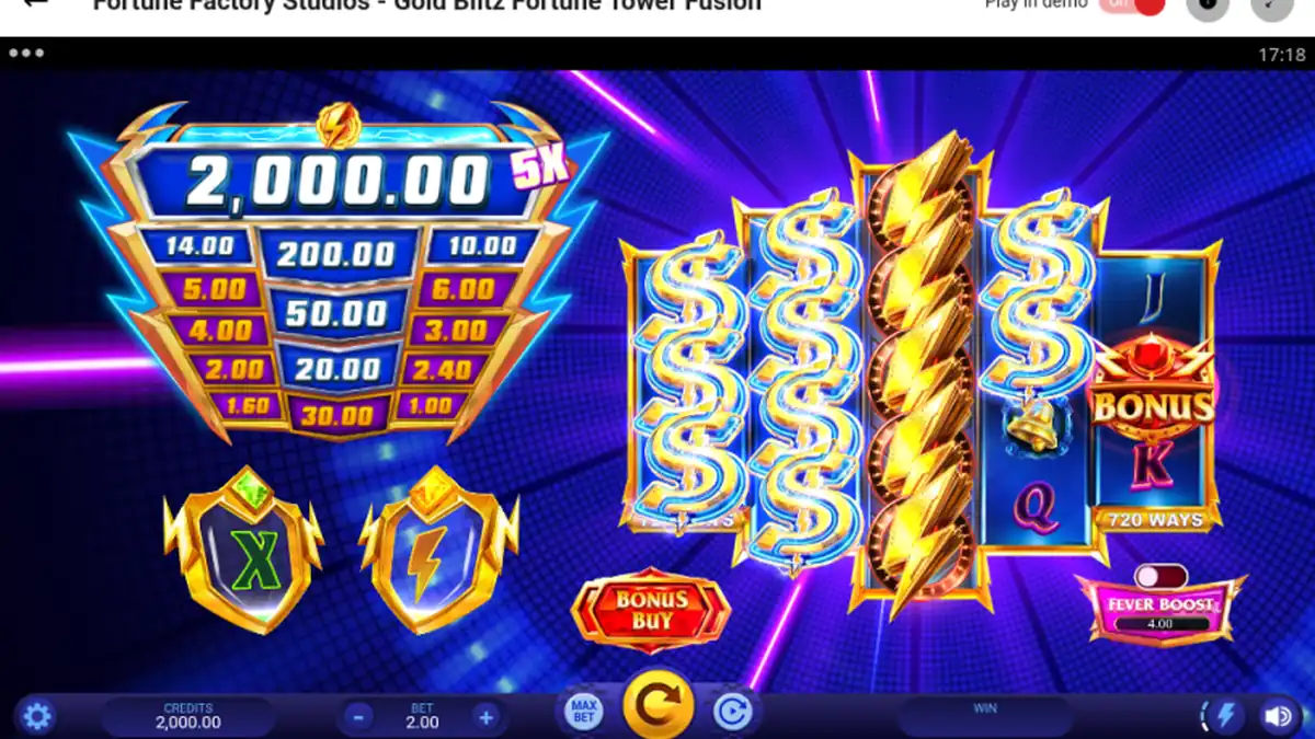 Gold Blitz Fortune Tower Fusion Slot-Basisspiel