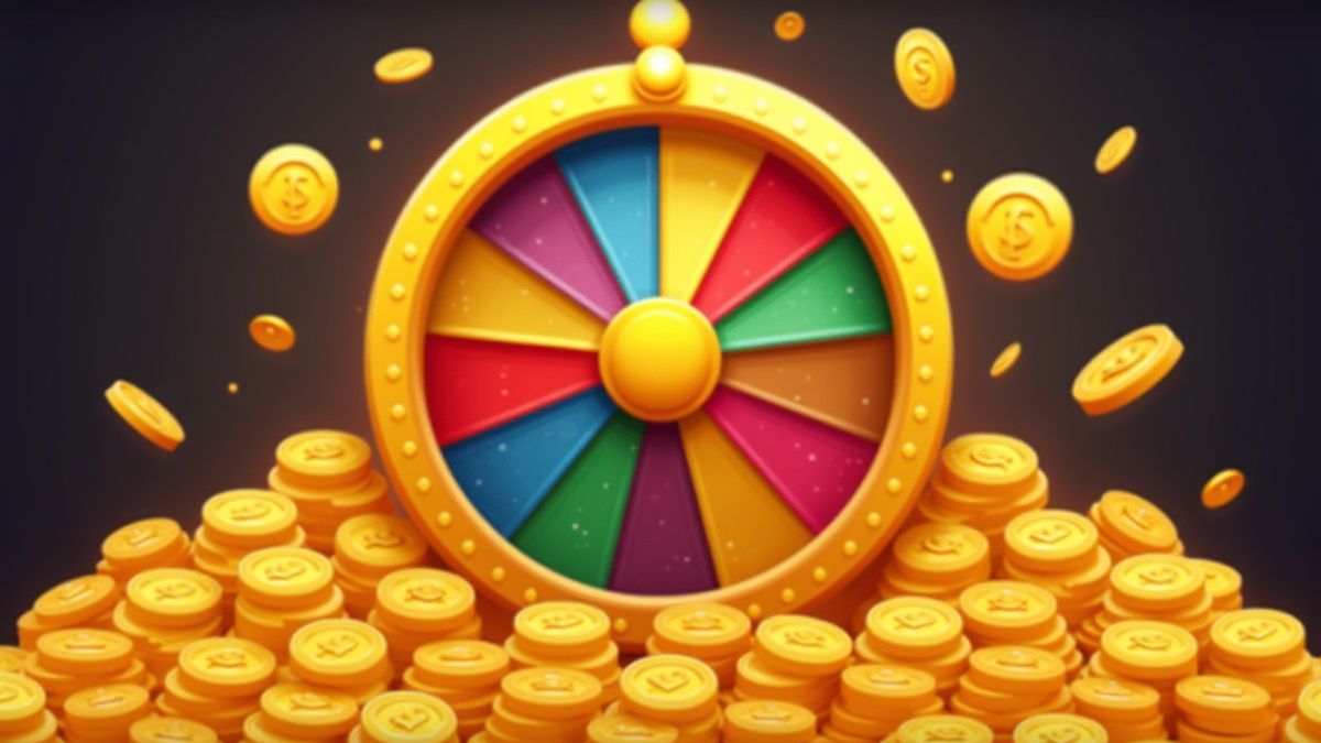 Una rueda de bonificación rodeada de monedas de oro.