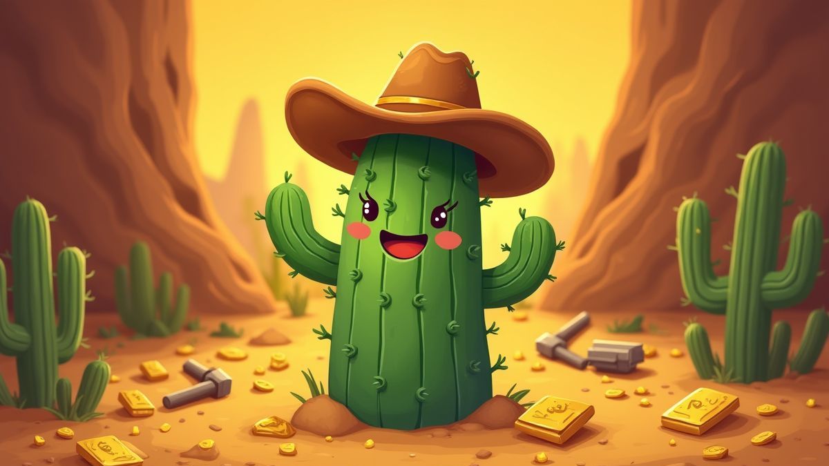 A cowboy cactus in a gold mine