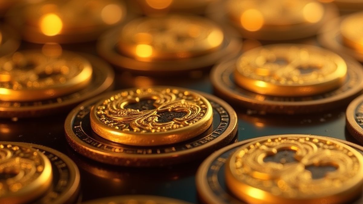 Symboles dorés se répliquant sur les rouleaux.