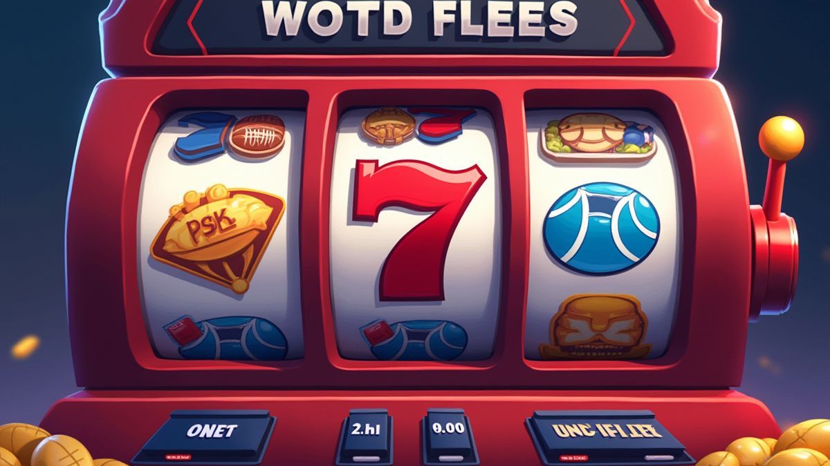 Slot machine with sports symbols in motion