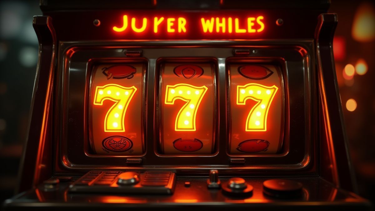 Máquina tragamonedas clásica con símbolo de Joker dorado.