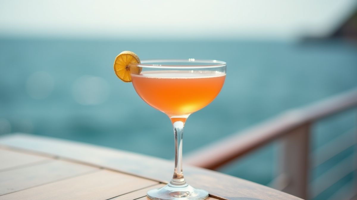 Luxury cocktail on a yacht with ocean views.