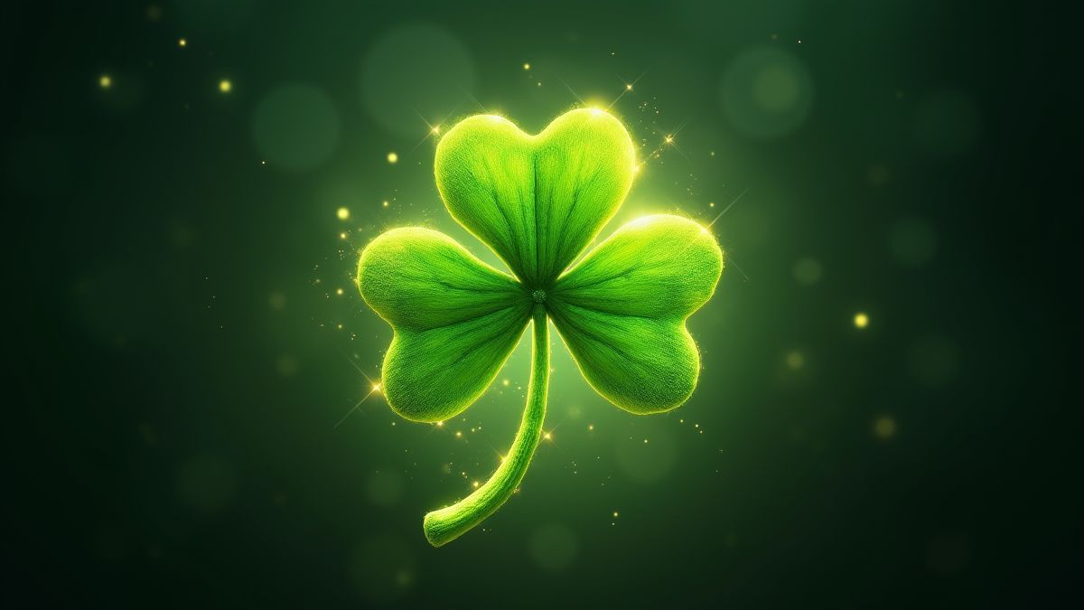 Magical shamrock surrounded by sparkling lights.