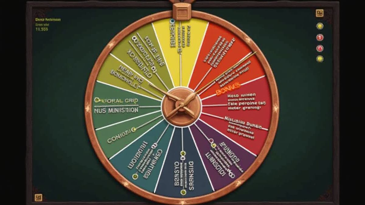 Bonus wheel with highlighted sections.