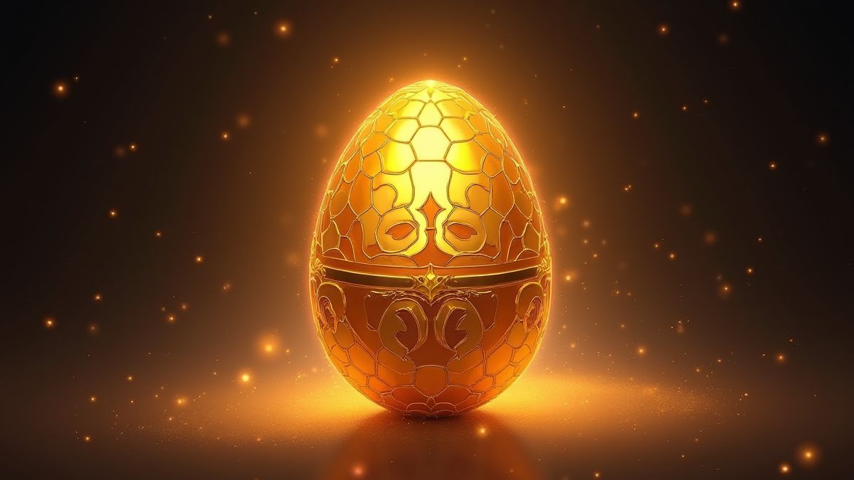 Golden Fabergé egg glowing with magical energy.