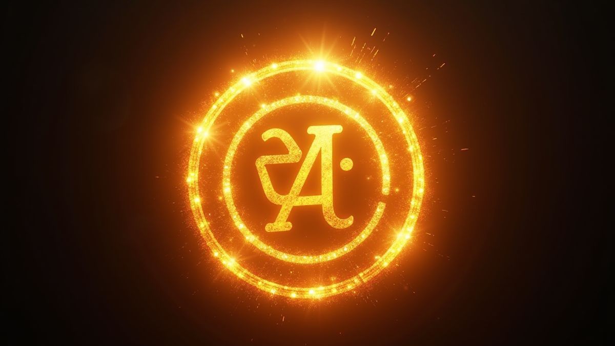 A shining golden symbol surrounded by magical sparkles.