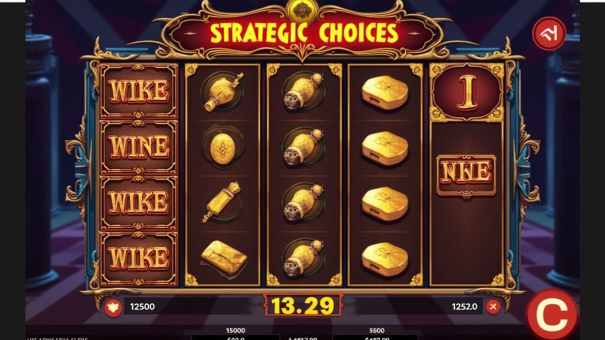 A slot machine with golden symbols and active paylines.