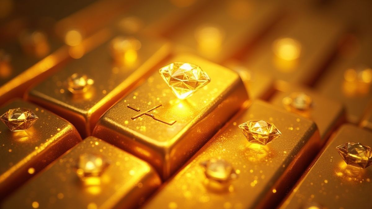 Gold and diamond slabs with glowing multipliers.