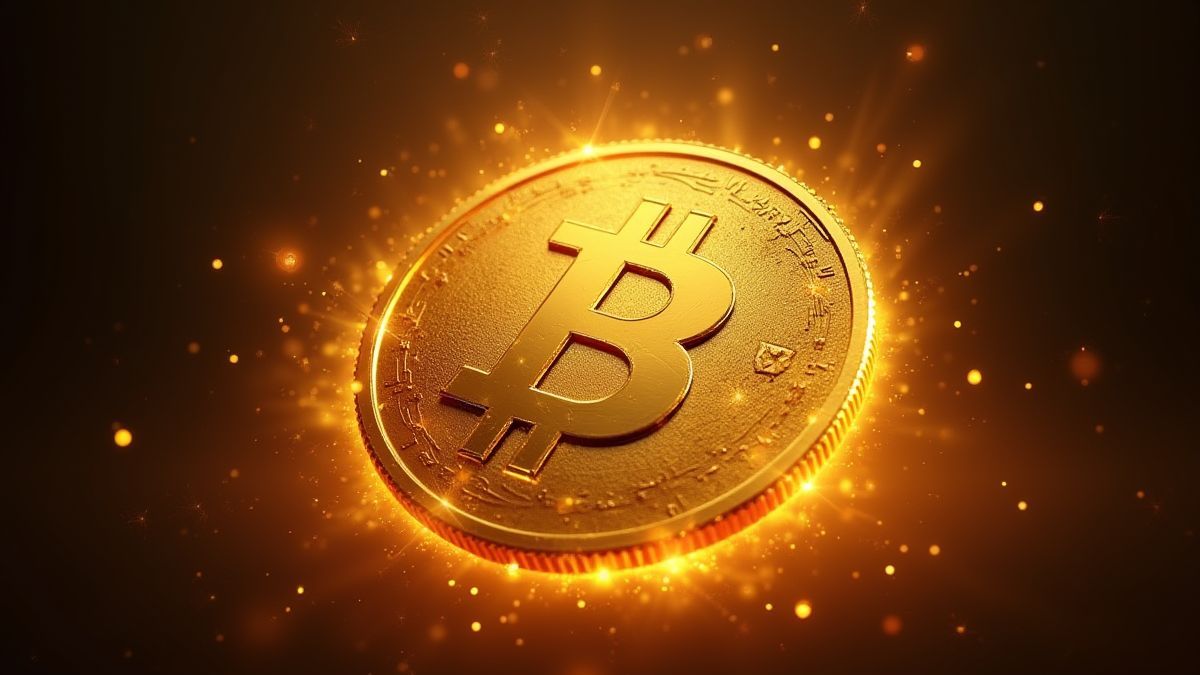 Eine leuchtende goldene Münze umgeben von einer mystischen Aura.