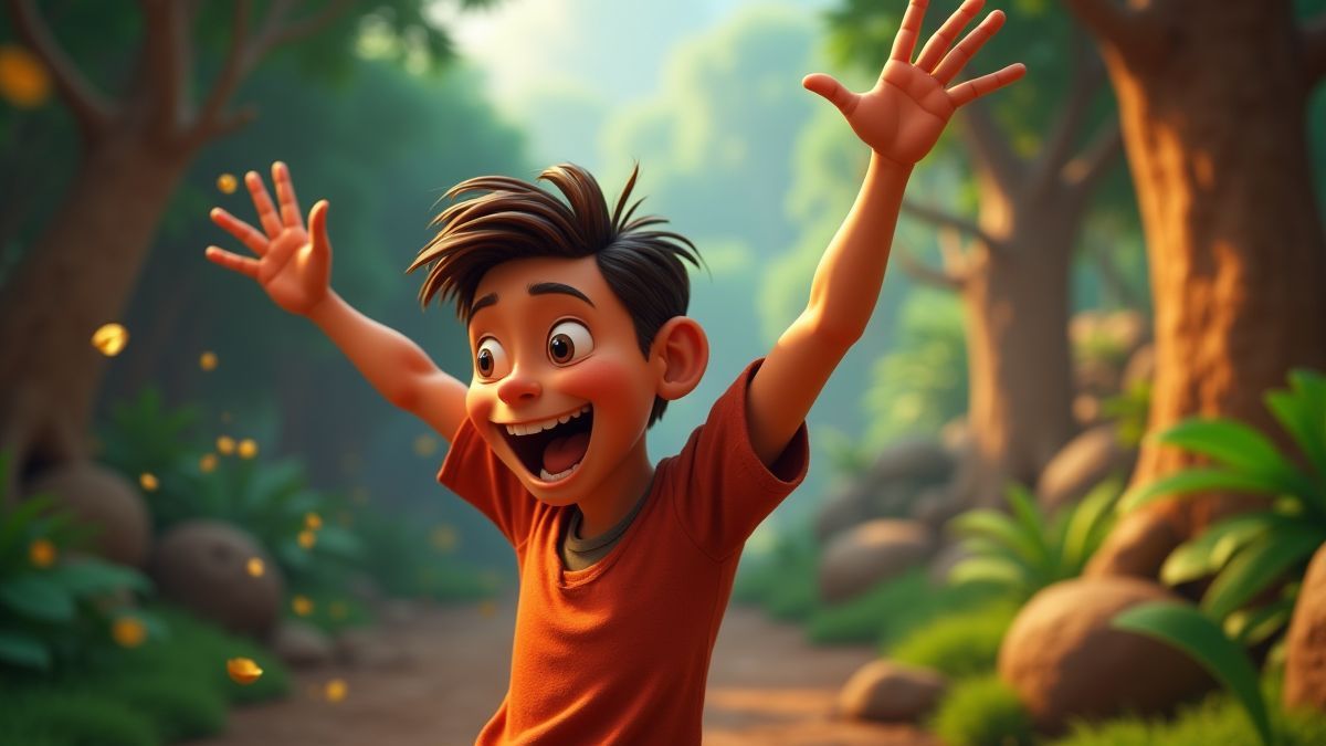 Speler viert een overwinning in een jungle-thema gokkast omgeving.