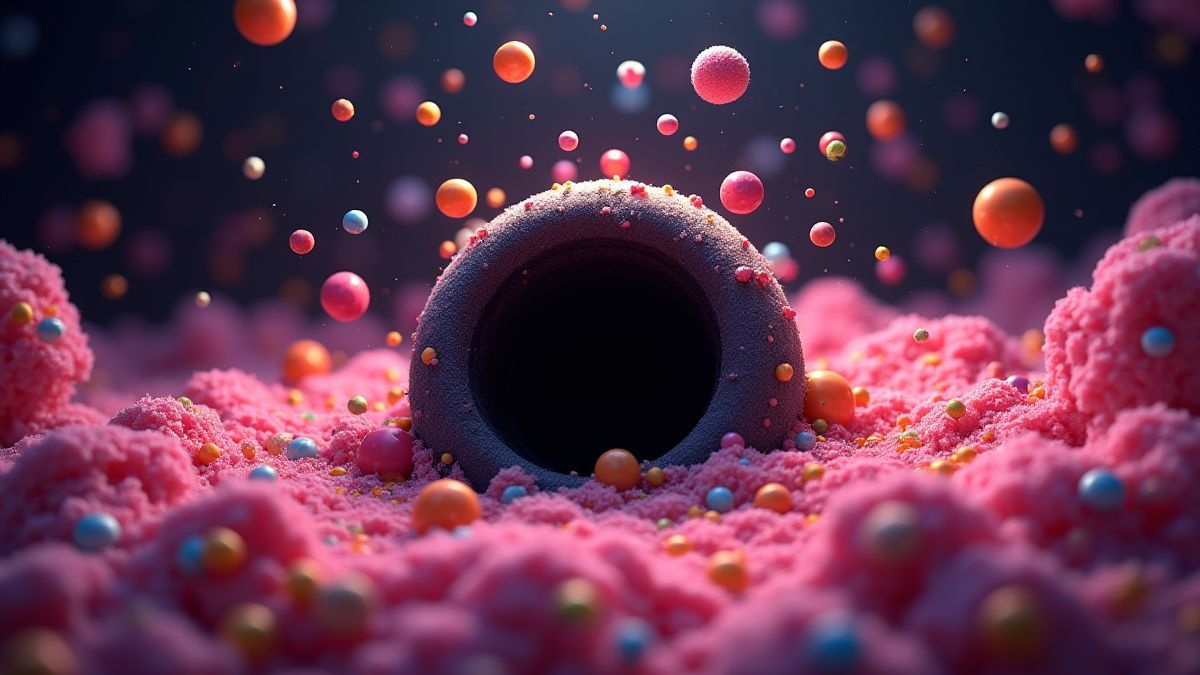 Un agujero negro atrayendo símbolos de caramelos coloridos