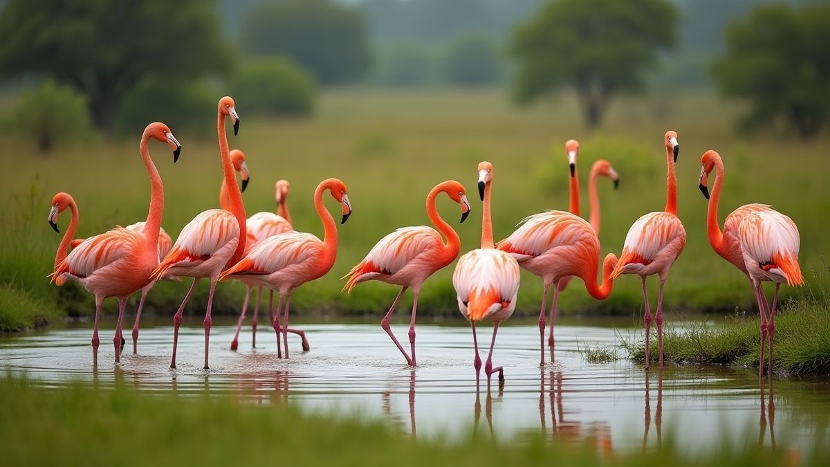 Flamencos en un oasis africano.