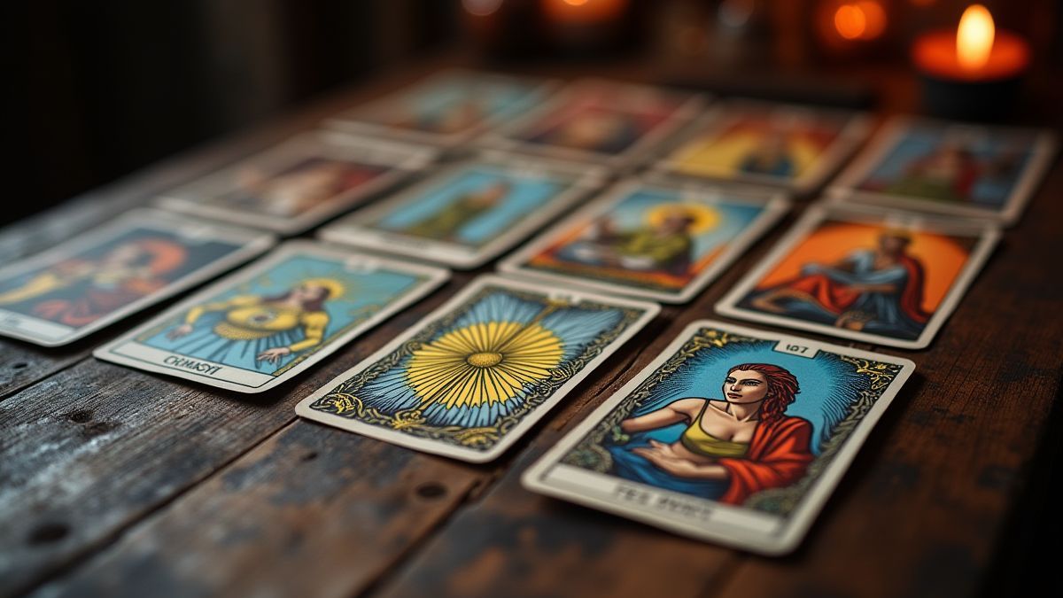 Tarot cards on a mystical table.