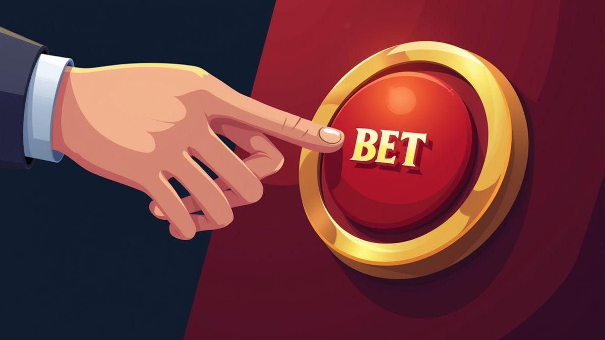 Hand adjusting the bet on a casino slot