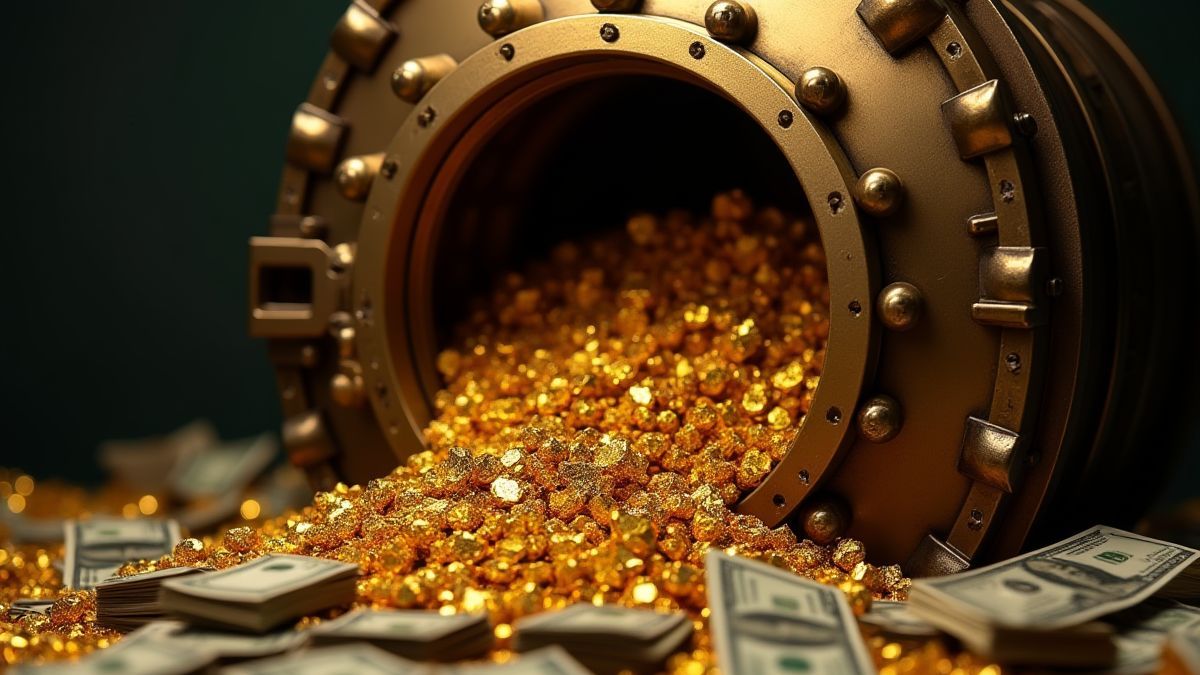 Uma câmara de segurança cheia de ouro e dinheiro.