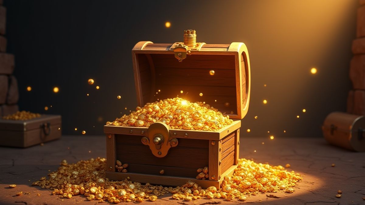 Coffre au trésor rempli d'or