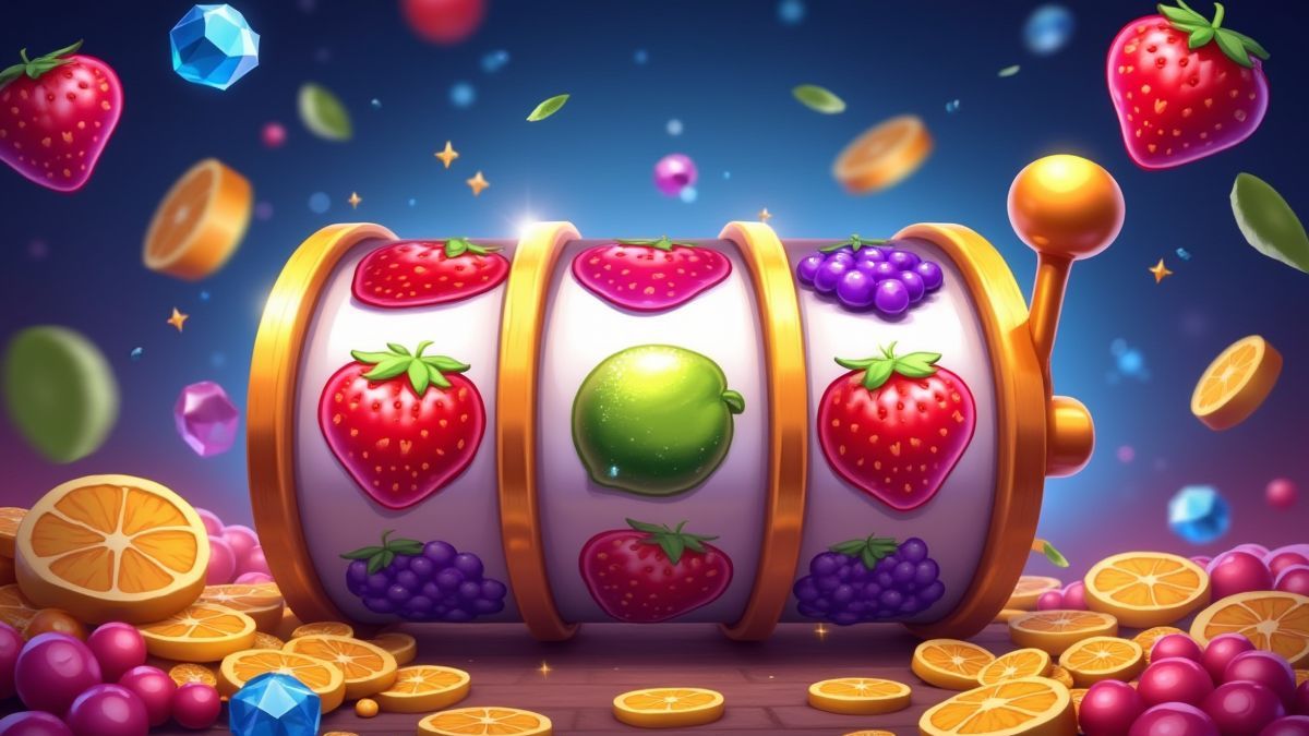 Draaiende rollen met vruchten en diamanten tijdens de gratis spins