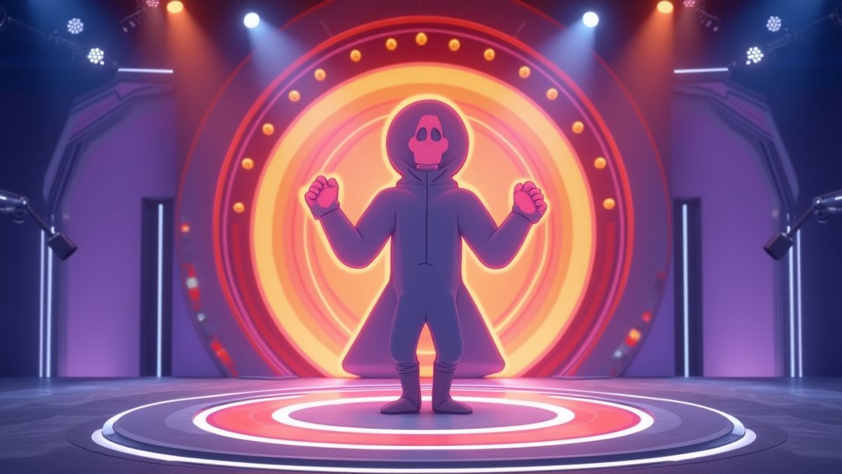 Concursante pasando por un muro con forma humana.