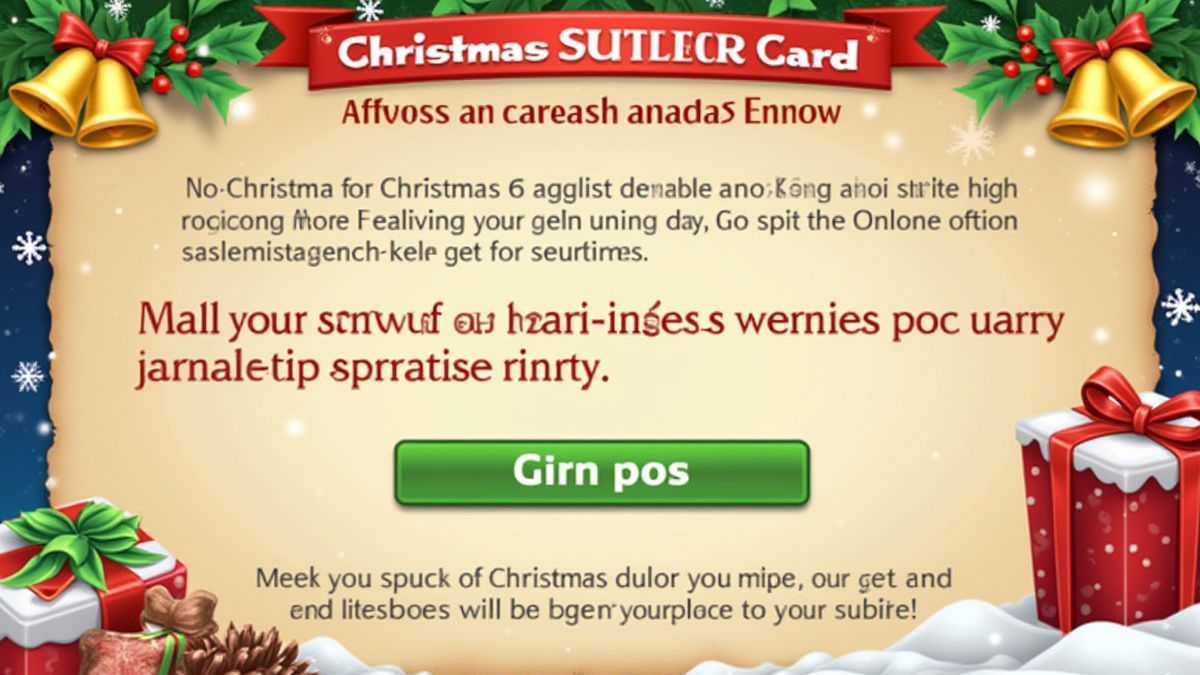 Scratchkarte mit festlichen Symbolen wie Glocken und Schneeflocken.