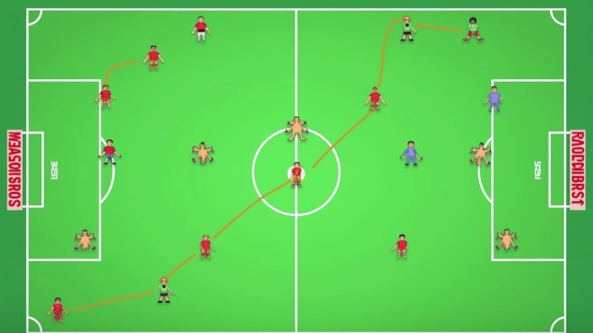 Voetbalstrategie bord met geanimeerde iconen van spelersposities