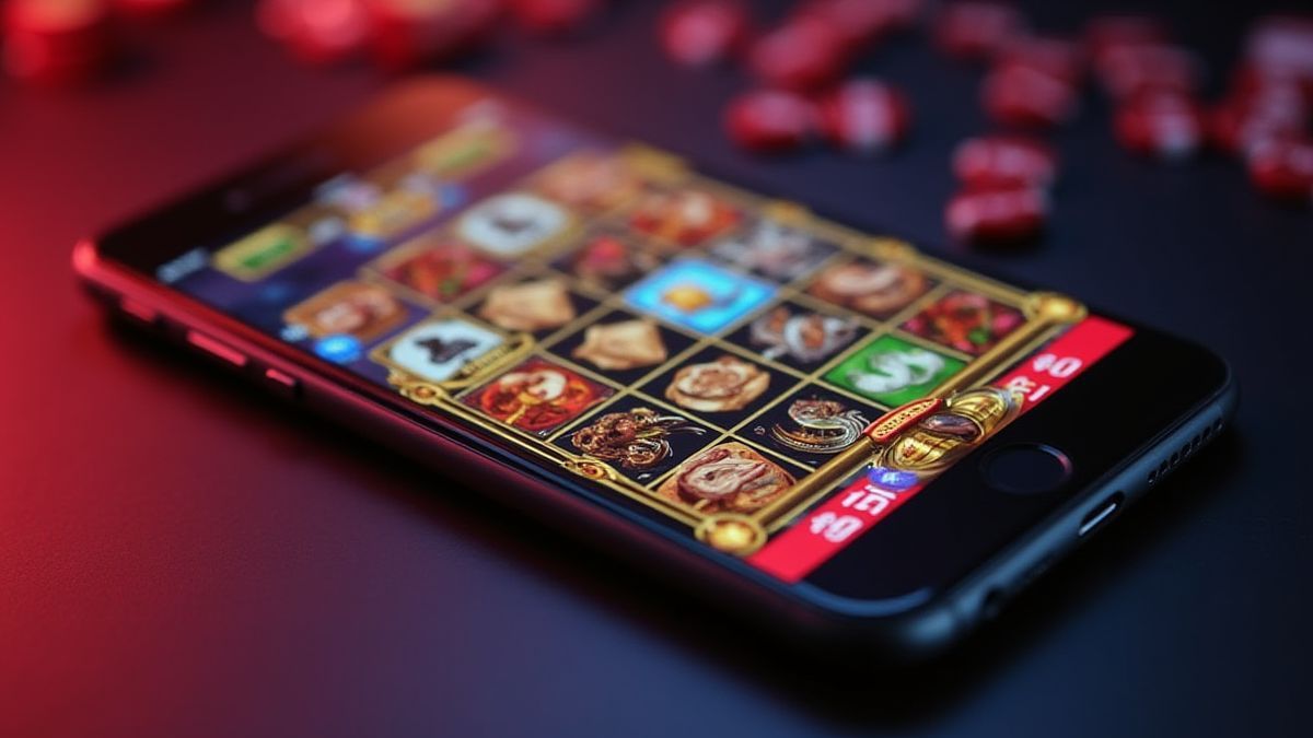 Pantalla de móvil mostrando un juego de slot temático.