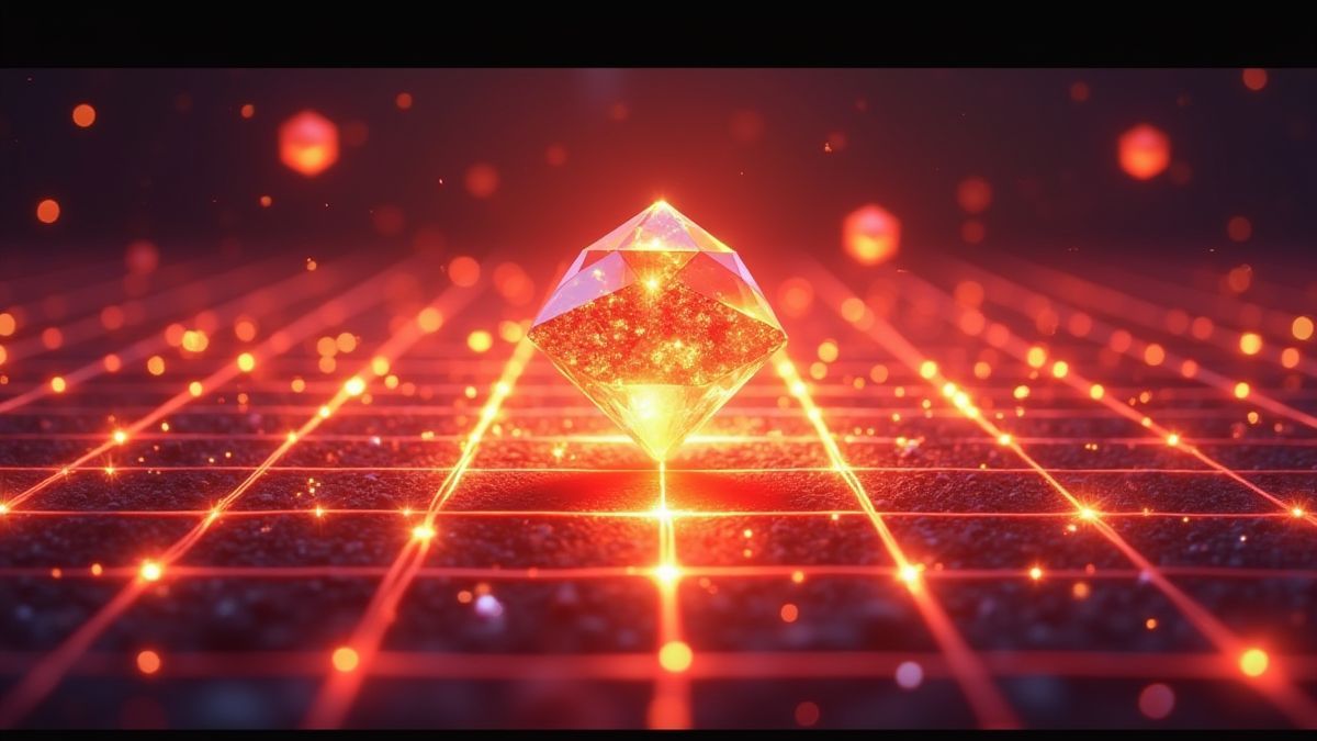 Diamantes brillantes esparcidos en una cuadrícula ardiente.