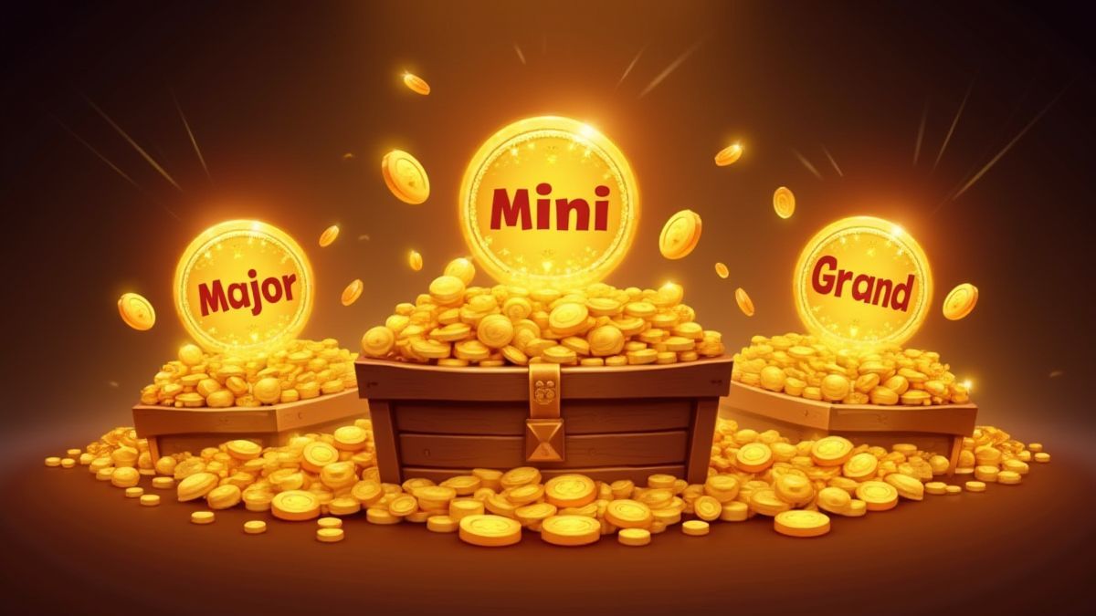 Monedas doradas con etiquetas de jackpot.