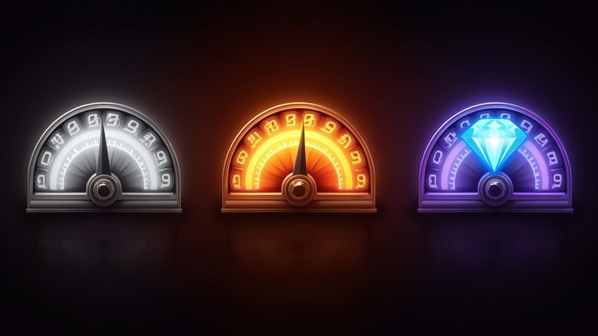 Indicadores de jackpots progresivos Plata, Oro y Diamante brillando.