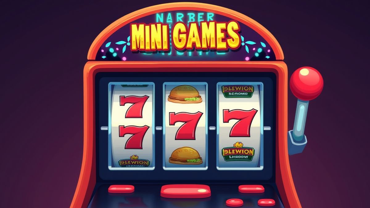 Spielautomat mit sichtbaren Mini-Spielen über den Walzen