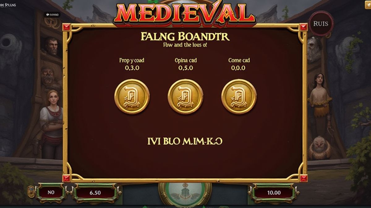 Interfaz de juego con temática medieval y controles accesibles.