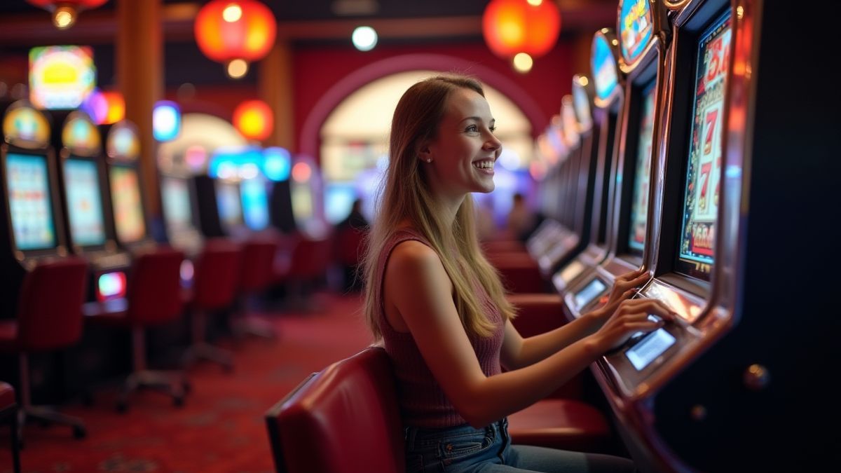Um jogador desfrutando de uma sessão de slots em um canto acolhedor do cassino.