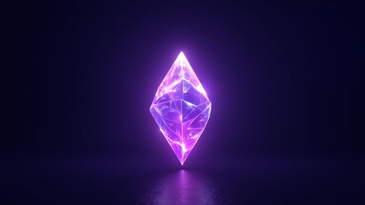 Símbolo de cristal roxo futurista.