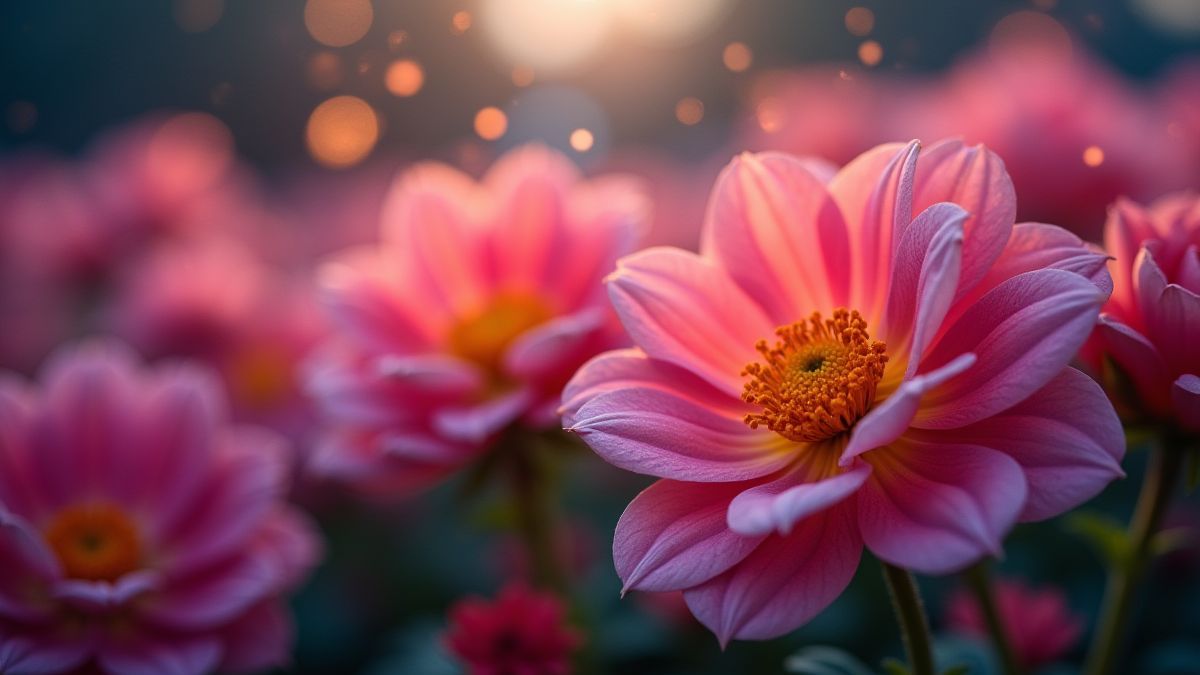 Flores vibrantes floreciendo en un mágico jardín.