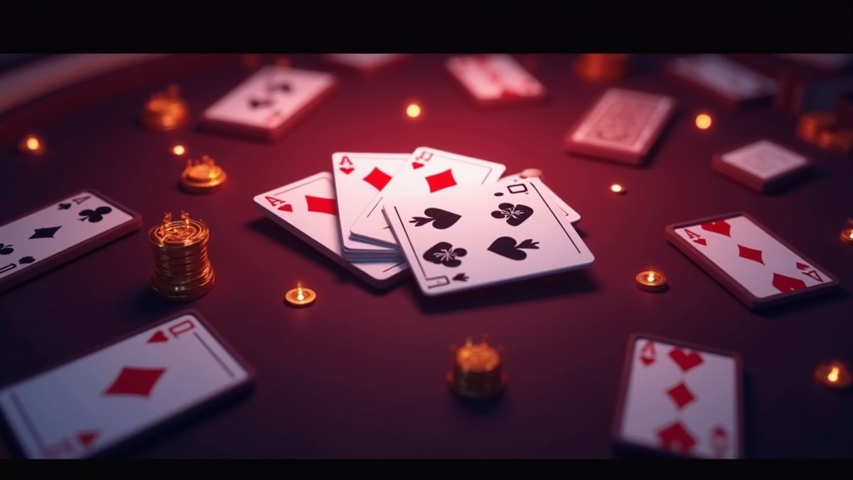 Mesa de cassino com cartas vibrantes e um design elegante.