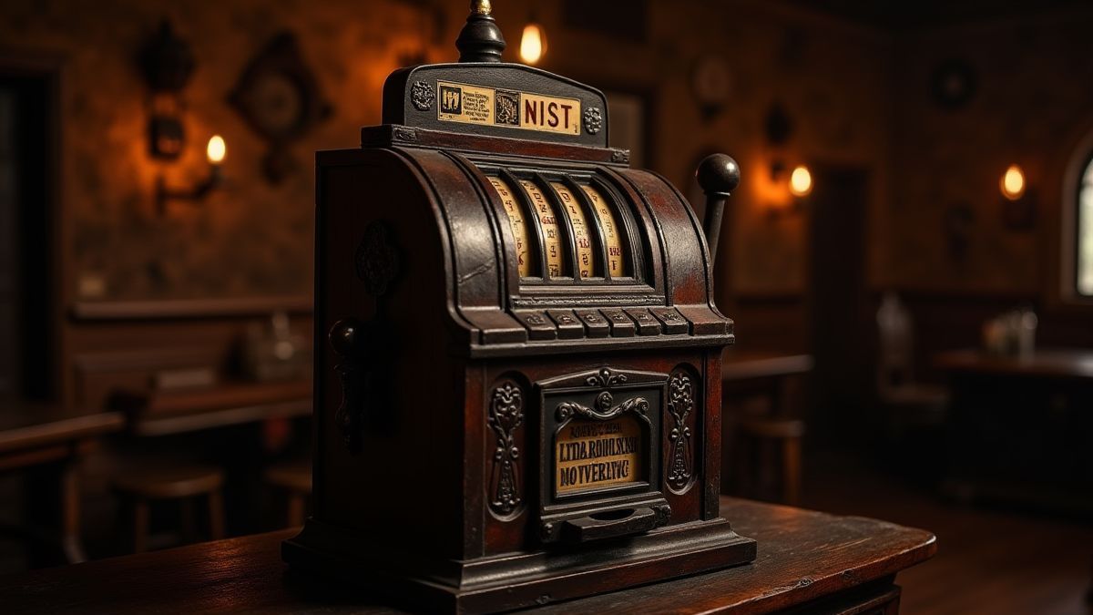 Machine à sous rétro dans une taverne médiévale.