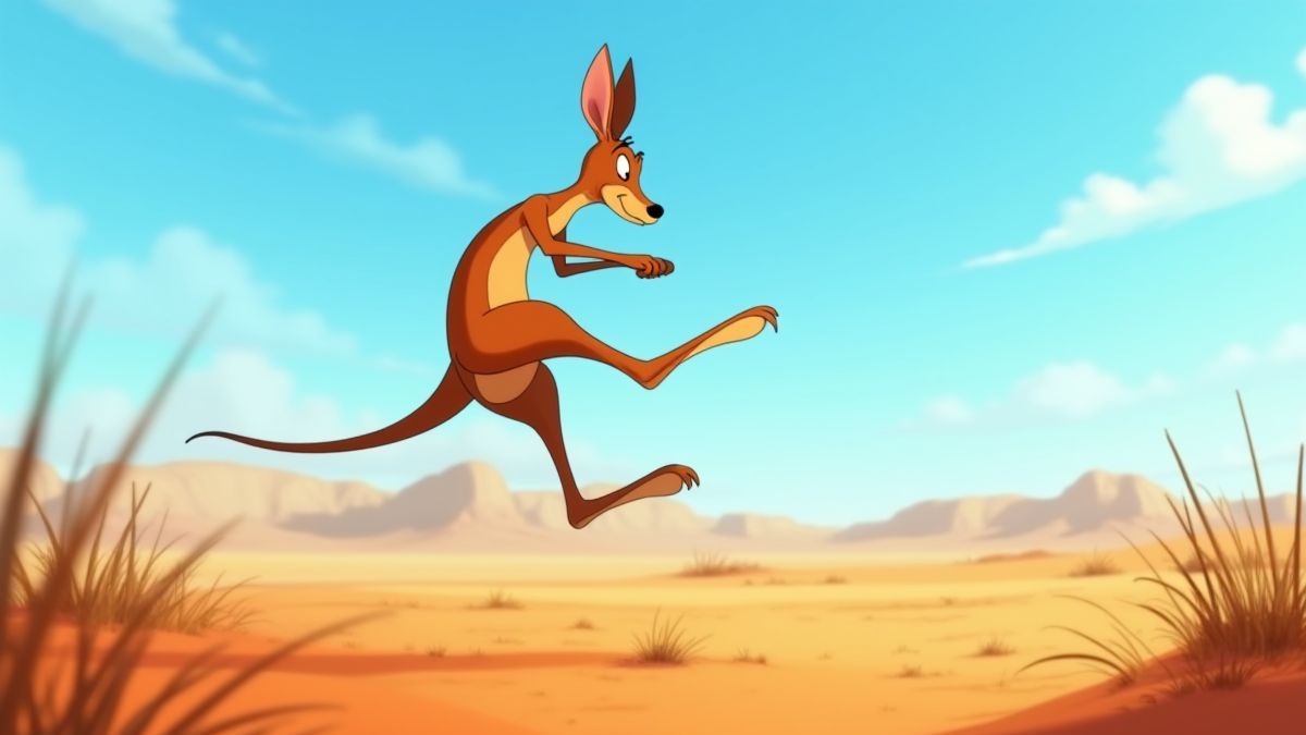 Canguru saltando no Outback australiano