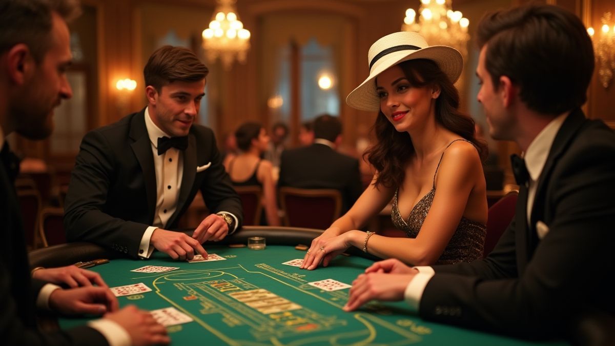 Casino der 20er Jahre mit elegant gekleideten Spielern.