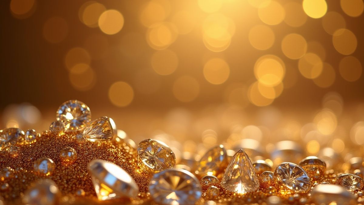 Luxuriöser Hintergrund mit funkelnden Diamanten und Gold.