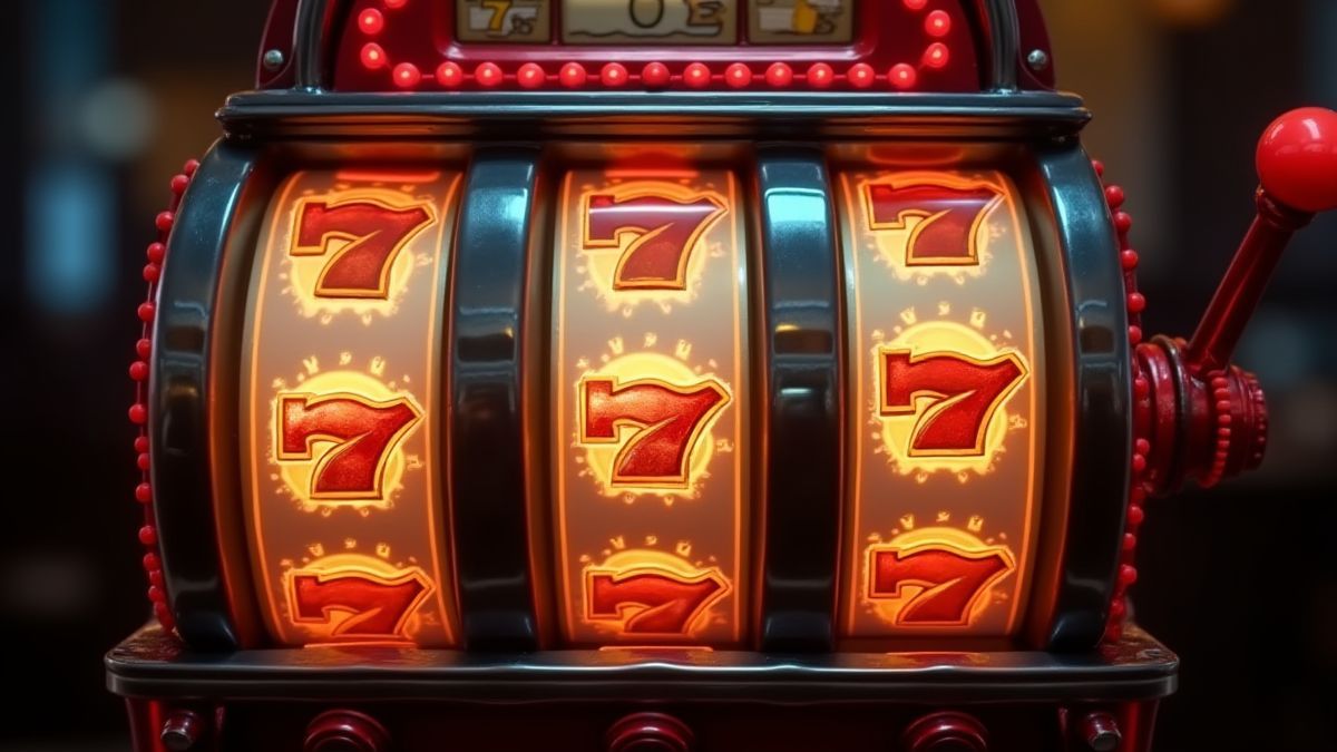 Vintage gokkast met heldere lichten.